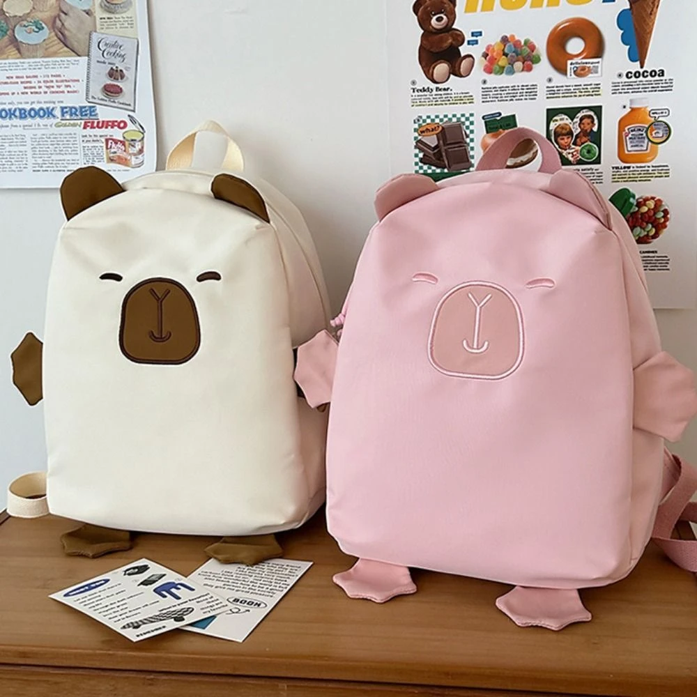 

Large Capacity Capybara Nylon Backpack Kawaii Korean Style Capybara School Bag Shoulder Bag Handbag Cartoon Students Book Bag