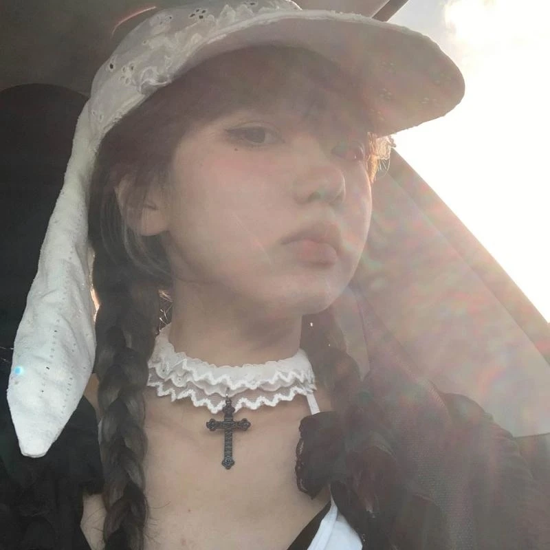 Sexy Lace Lolita Choker Goth Alloy Crucifix Cross Pendant Necklace Adjustable Chain for Women Charm Party Jewelry Gift