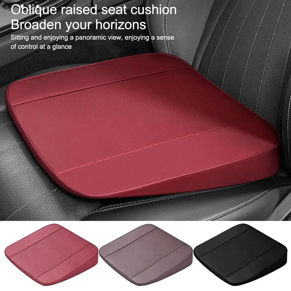 Car Ergonomic Design Extra Height Four Seasons Auto Seat Office Chair Cushion Wedge Nappa Leather High-density Sponge Butt Pad