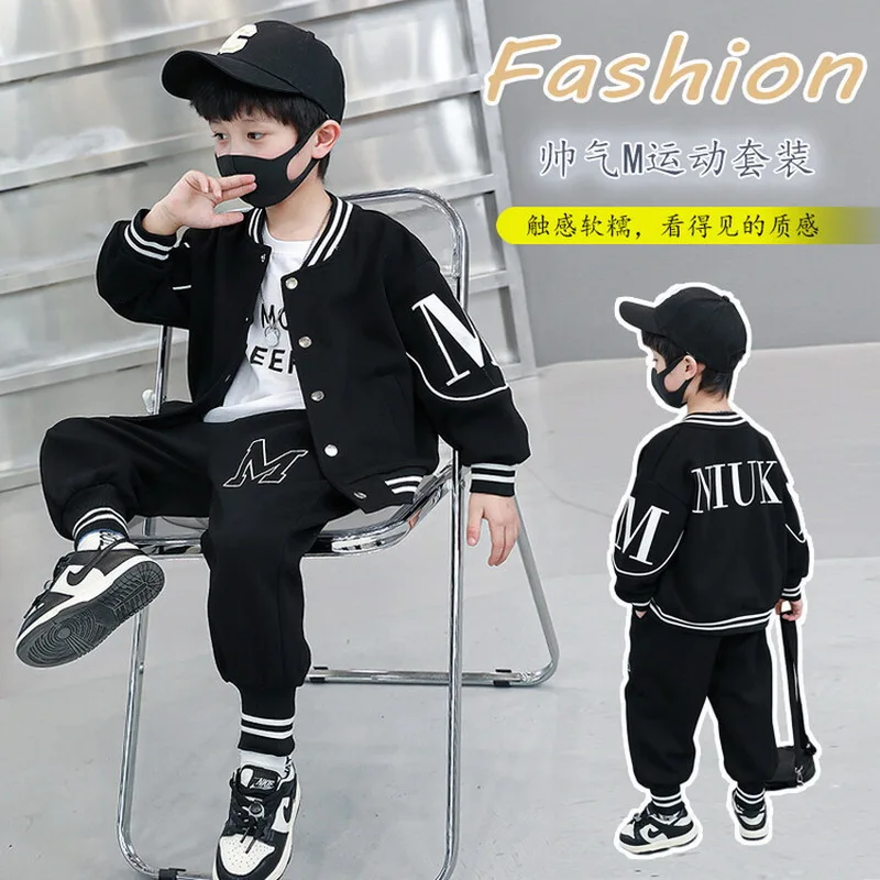 

Fashion Boys Clothes Suits for Kids Tracksuits Children Sports Sets Baseball Jacket + Pants 2pcs School uniform Clothes 2-10Year