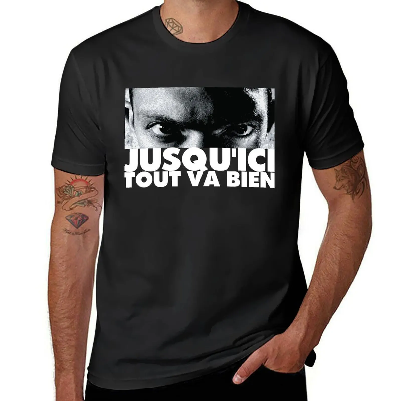 jusqu\'ici tout va bien La Haine Tribute T-Shirt oversizeds vintage hippie clothes men graphic t shirts