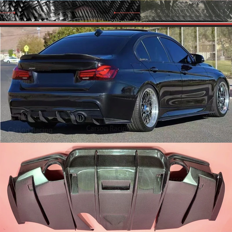 High Quality Real Carbon Fiber Rear Diffuser Lip Spoiler Blade Fit F30 F31 3 Series Exterior Parts