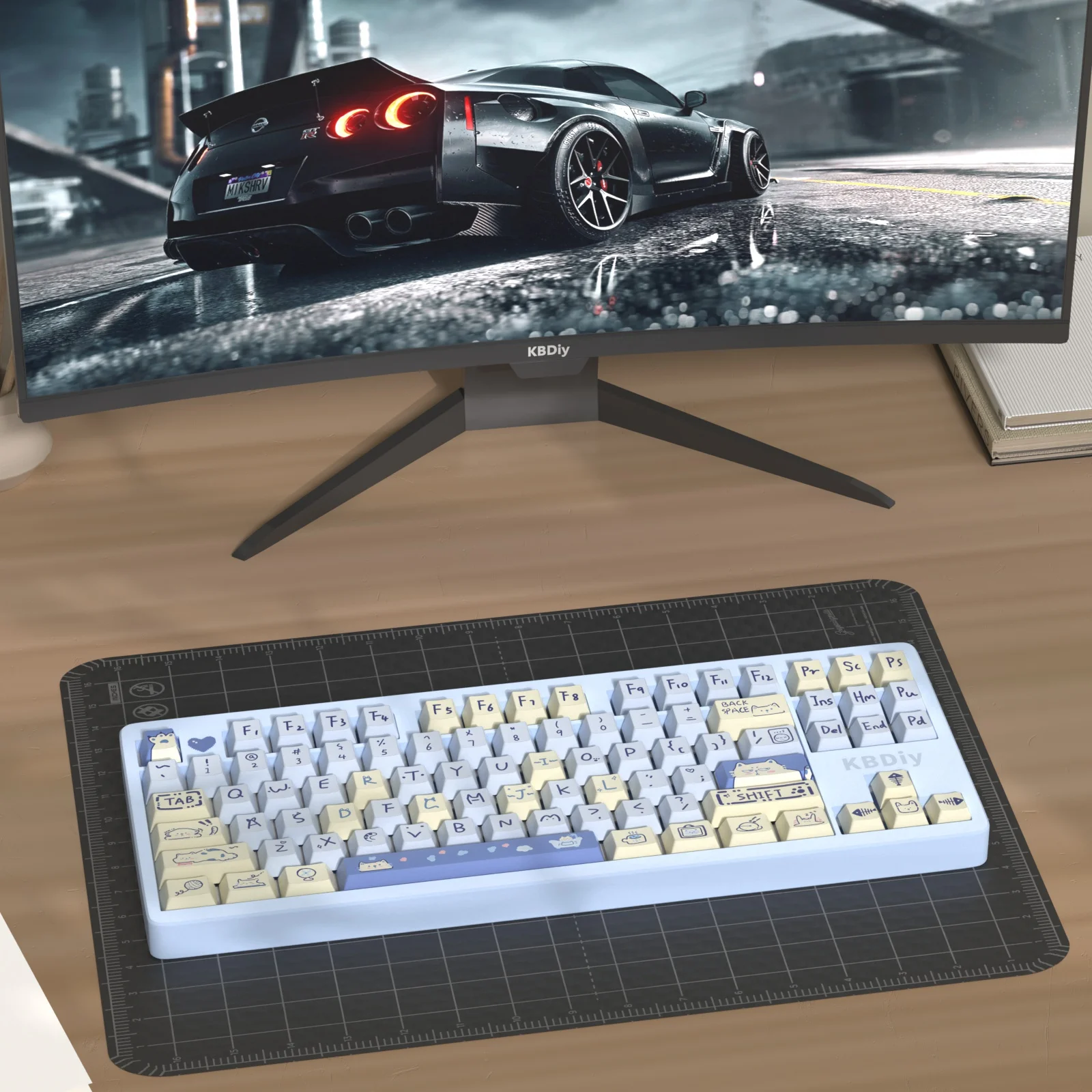 Kbdiy 141 tasten kirsch profil schlüssel kappe niedliches tier blau meow thema tasten kappen für mechanische spiel tastatur mx schalter pbt tasten kappen – Detail 8