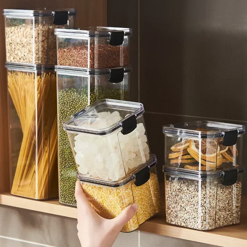 Food Storage Kitchen Containers Plastic Box Jars for Bulk Cereals Kitchen Organizers for Pantry Organizer Jars with Lid Home Set