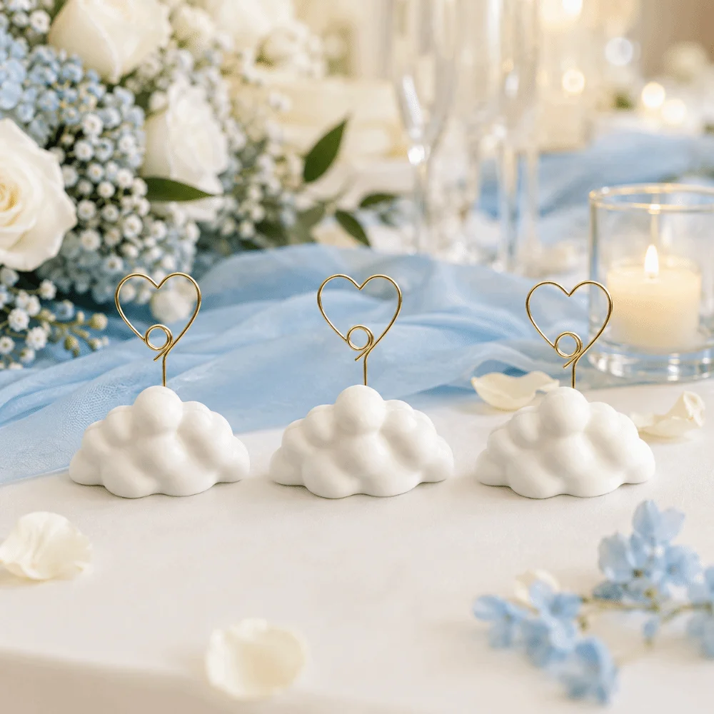 3pcs Cute Design Cloud-Shaped Photo Holders 3D Printed Decorations Desktop Ornaments Funny Business Card Holder Room Decoration