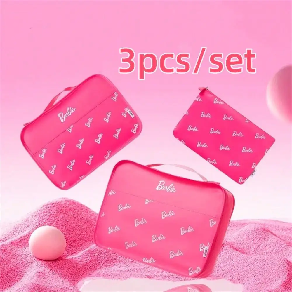 

3PCS Barbie Series Travel Bag Fashion Clothing Storage Bag Luggage Clothing Tidy Organizer Large Capacity Toiletry Bag Gifts