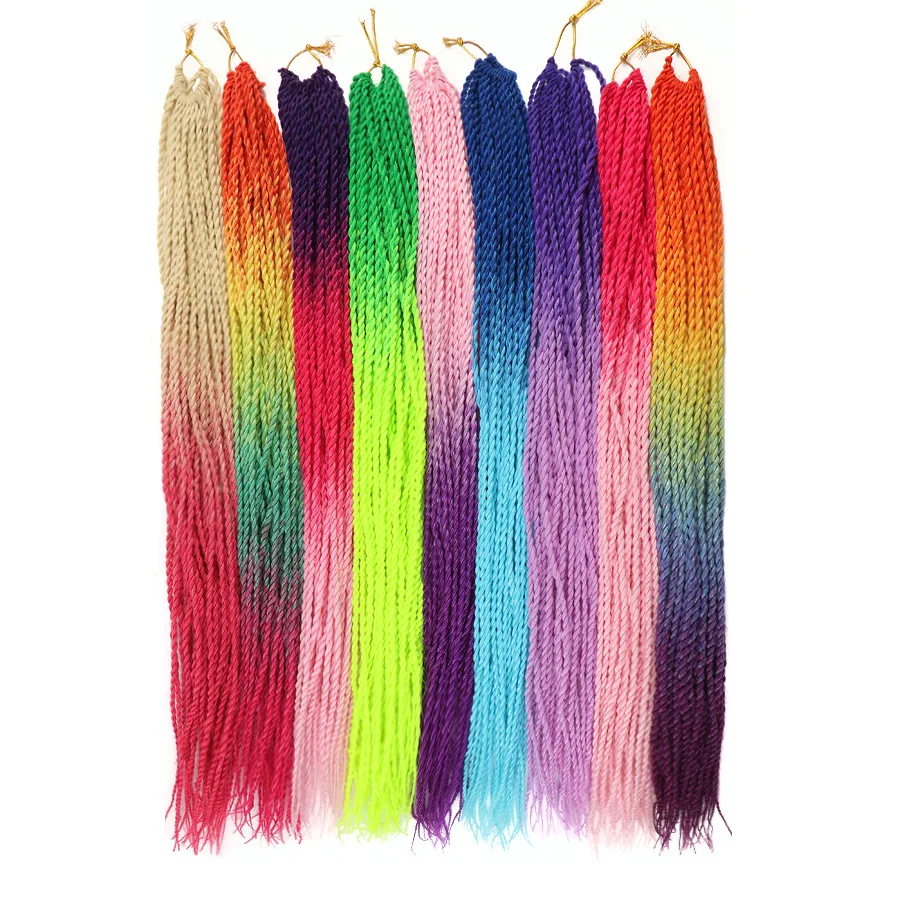 24 Inch 30 Roots/pack Senegalese Braids Hair Extensions Synthetic Colored Box Braided Twist Hair Crochet Braiding Hair for Women