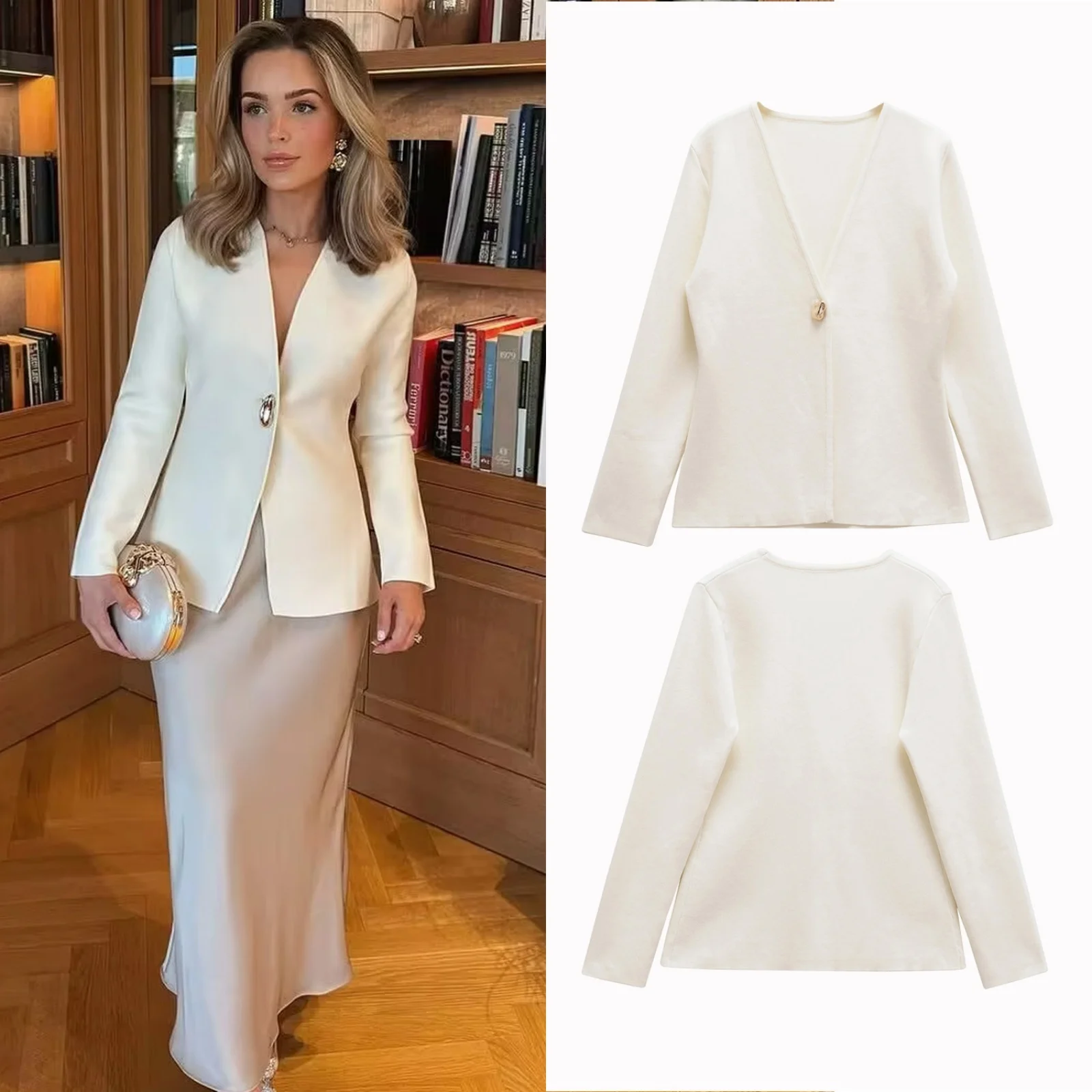 

Осенние женские свитера, кардиганы, модный вязаный кардиган с v-образным вырезом и длинными рукавами с золотыми пуговицами, женская верхняя одежда, шикарный топ