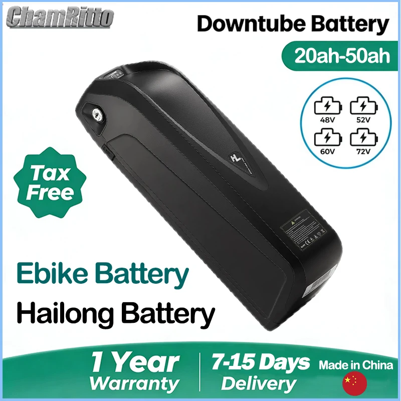 

E bike Hailong Battery 36v 48v 52v 13ah 20 30Ah 40 50Ah Electric Bike Batteria 1000W 13s5p 18650 lithium battery 60v 72v 2000W