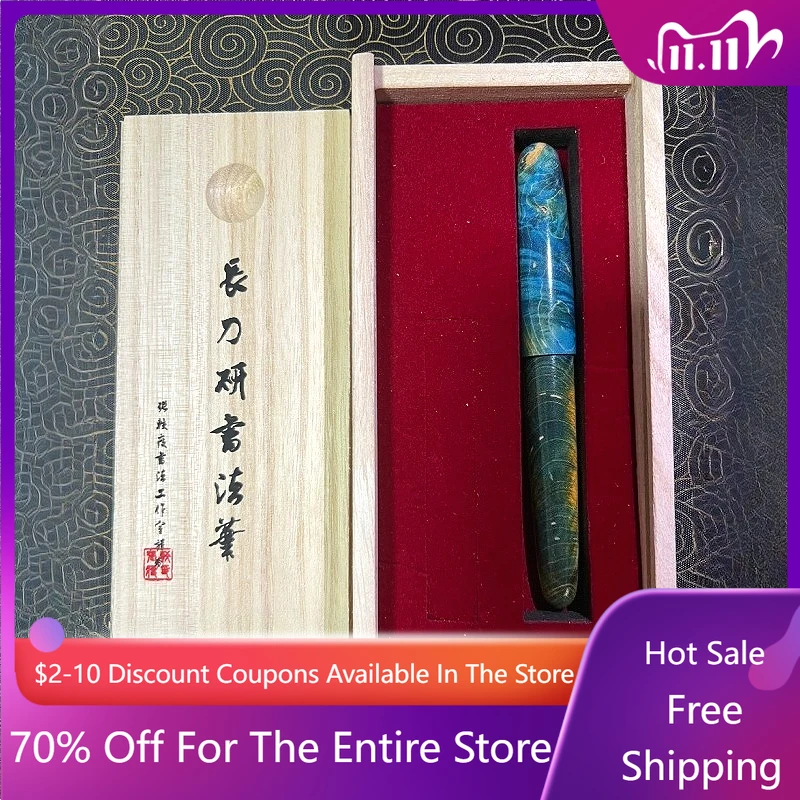 

BALAOYE Double-layer Long Knife Fountain Pen 0.7/1.0/2.0mm Nib Luxury Ink Wood Pen Elegant Gift Box Stationery Office Must-Have