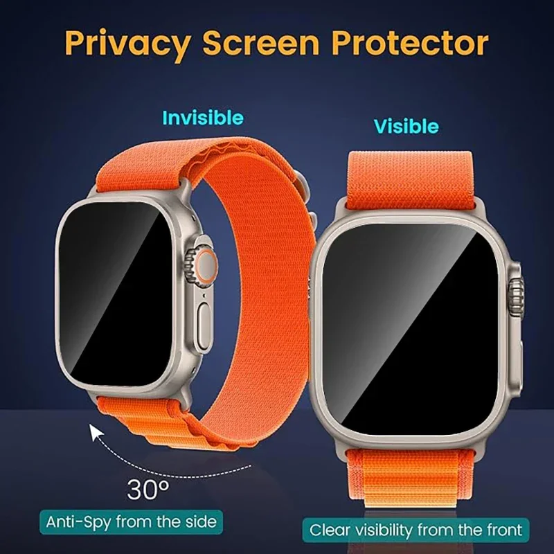Película protectora de pantalla para Apple Watch, Protector de pantalla de vidrio Ultra templado antiarañazos para privacidad, accesorios para IWatch Ultra, 49mm