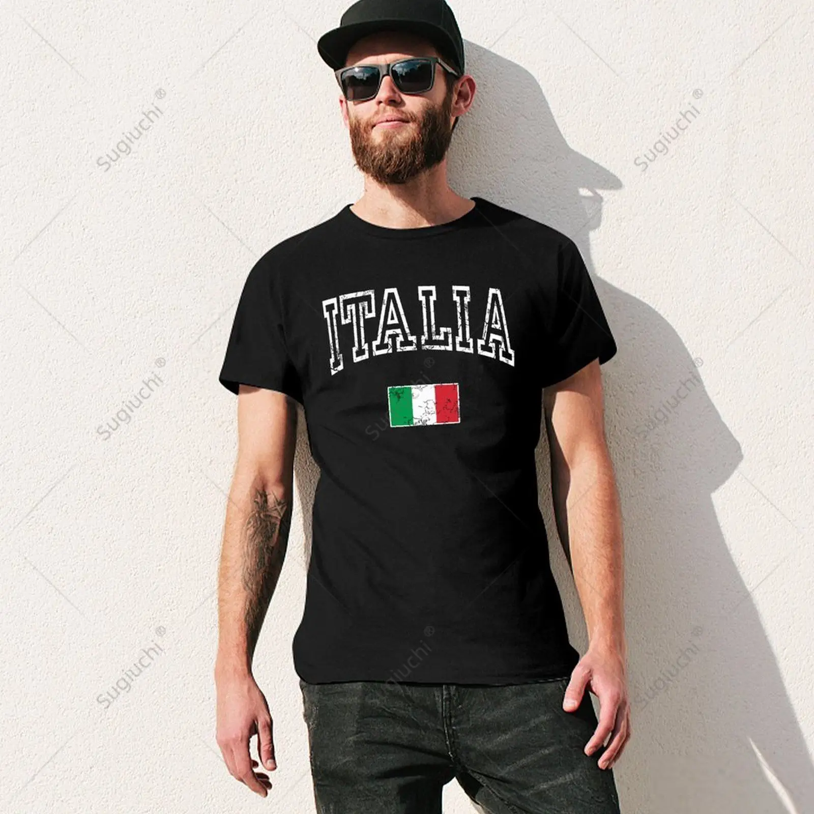 Men Italia Italian Flag Italy Distressed Design Tshirt Tees T Shirts Women Boys 100% Cotton T-Shirt