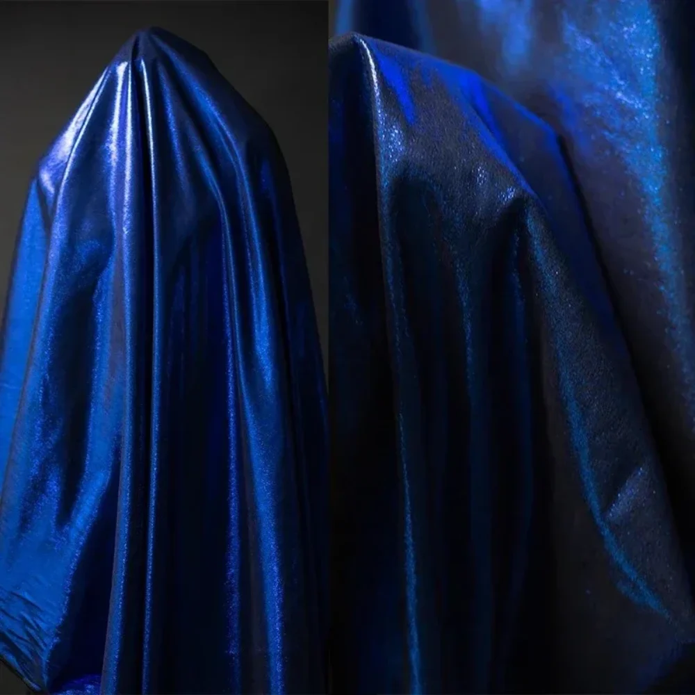 

Синяя блестящая металлизированная ткань с эффектом бронзирования для сценических костюмов, декораций, оптовая продажа, материал для шитья и рукоделия, продается на метры