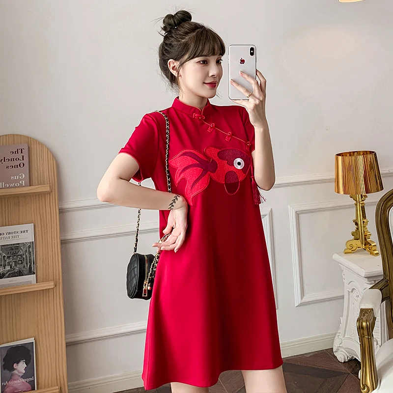 

National Tide Festive Goldfish Loose Size Dress 2025 New Improved Young Cheongsam Modern Fashion Chinese Style Qipao Women Young