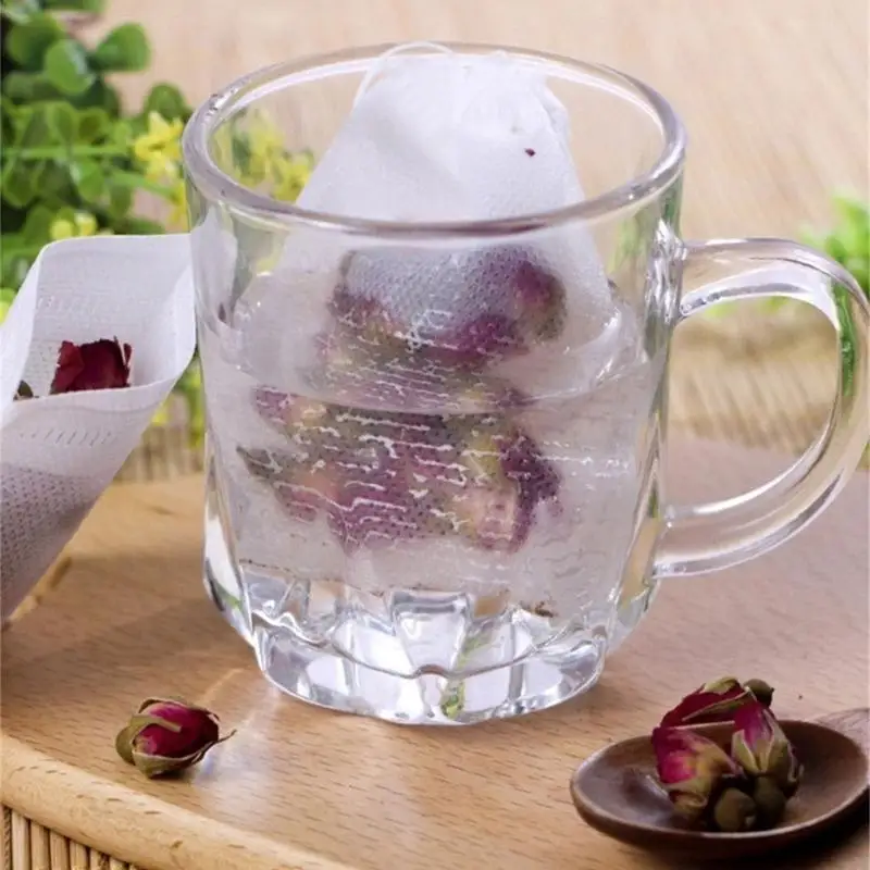 Image 5: Sachets thé vides avec cordon serrage, 100 pièces, parfaits pour préparer du thé du café Q5WC