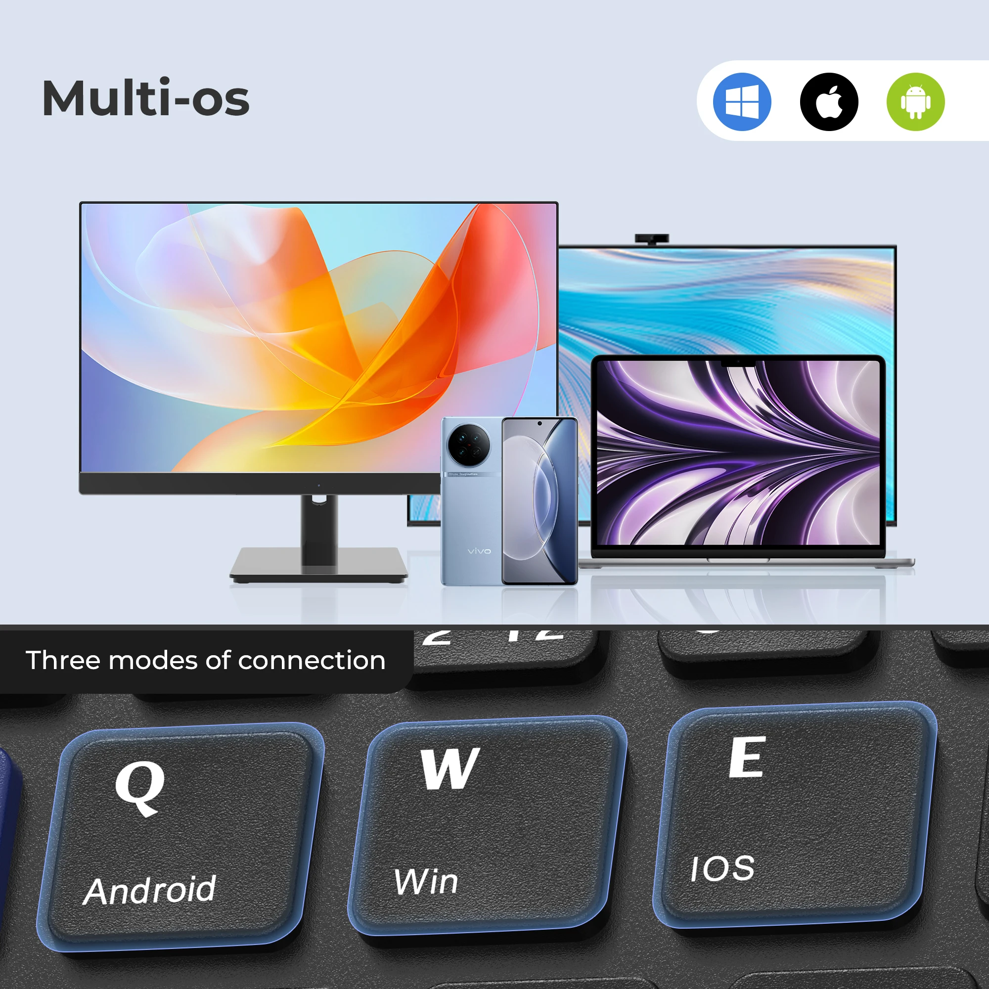 XVX Notebook Bluetooth Keyboard Key Actuation Feel Ultra-thin&Lightweight Type-C Charging Design 40H Working Time 2H Charging