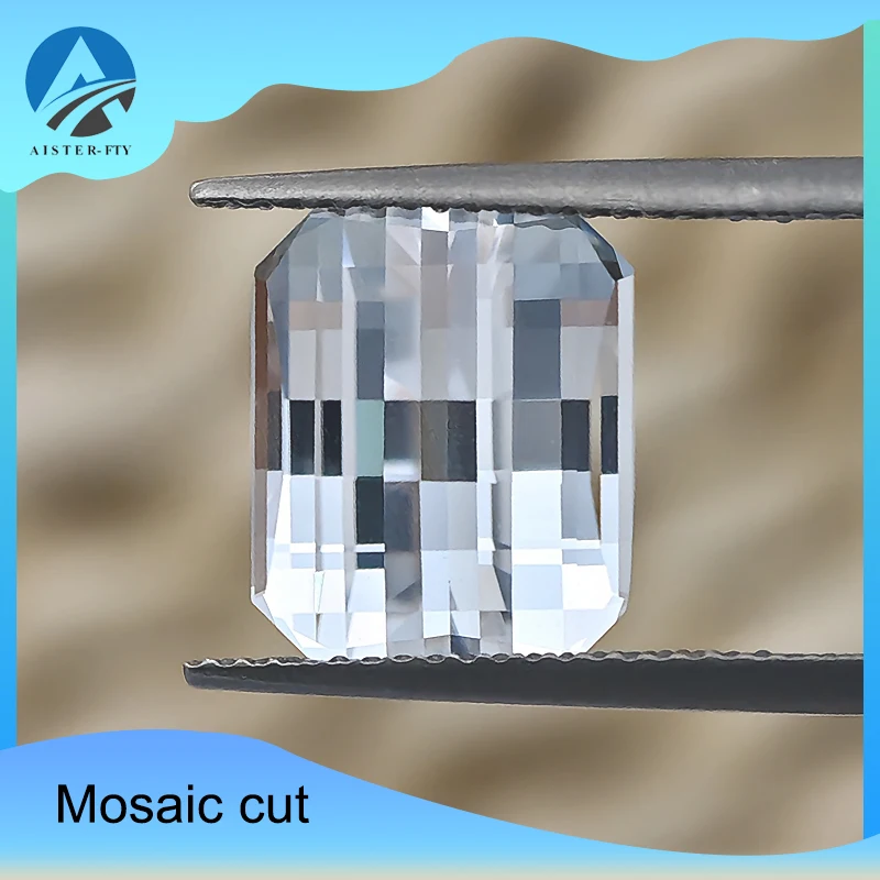 

Surper White Mosaic cutting 10x12mm Square Pixel Cut Corundum Gemstone for Charms Advanced Jewelry Making Materials DIY