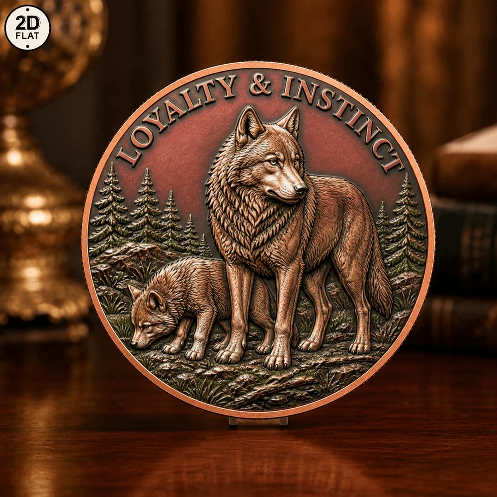 1pc Loyalty & Instinct Wolf Family 1oz .999 Fine Copper Challenge Coin Wildlife Nature Commemorative Medal Gift For Animal Lover