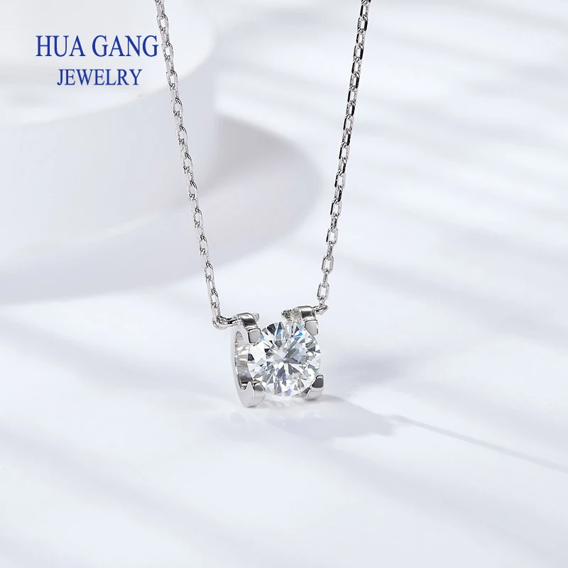 1CT Moissanite Pendant For Women Simulated Diamond Necklace S925 Sterling Silver Jewelry Girl Valentine's Day Gift