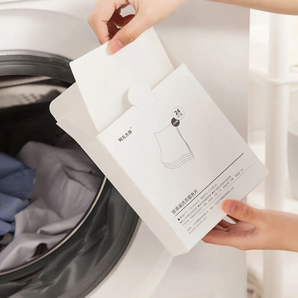 24Pcs Color Absorbing Sheets Laundry Dye Catcher Cloths for Washing Clothes Prevent Dye Transfer Stain Removal Home Use