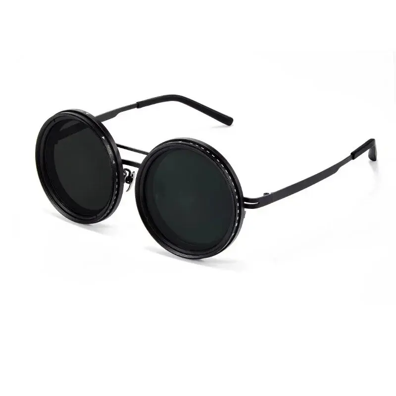 Handmade ND9 adjustable dimming sunglasses Retro Punk round men's outdoor fishing UV400 polarized driving sunglasses for women image 6