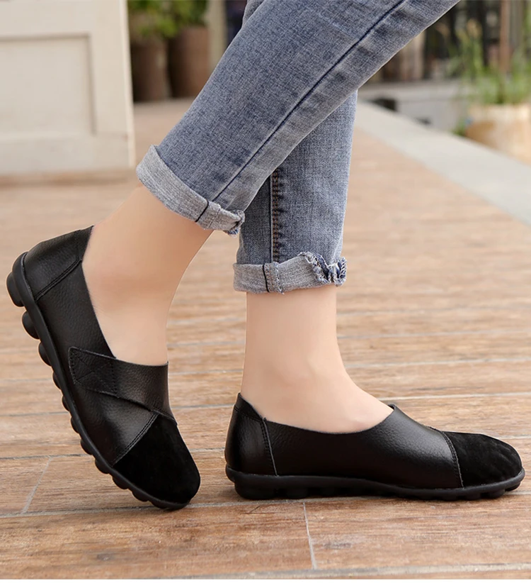 Frau Schuhe Weiche Leder Low Heels Schuhe frauen Elegante Wohnungen 2025, Casual Flache Schuhe Frauen Schuhe Neue Müßiggänger Zapatos mujer – Detail 3