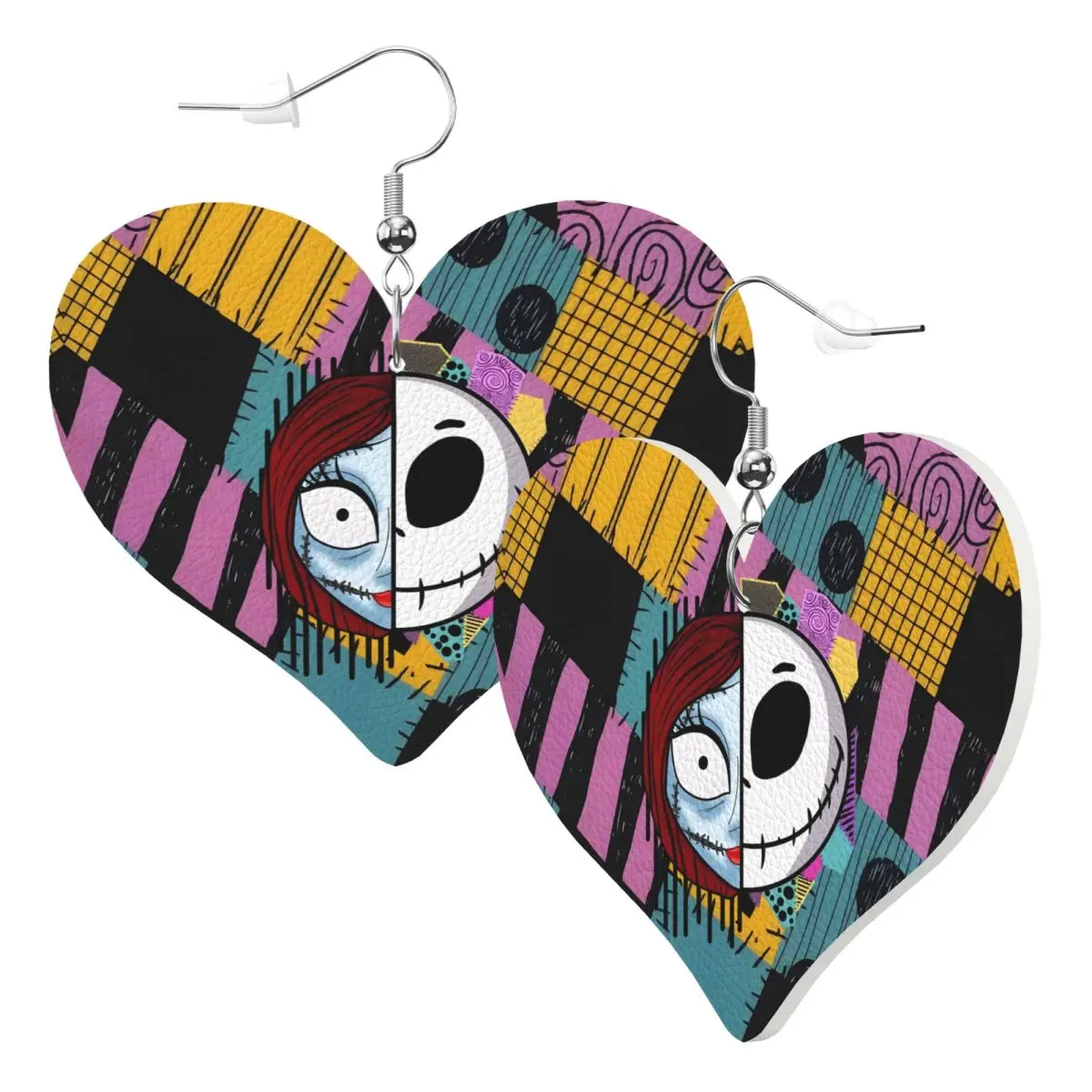 Custom Jack Skellington Leather Earrings for Women Nightmare Before Christmas Dangle Earrings Jewelry Accessories