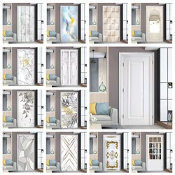 PVC waterproof door sticker White wood wallpaper door decoration living room bedroom decoration door poster