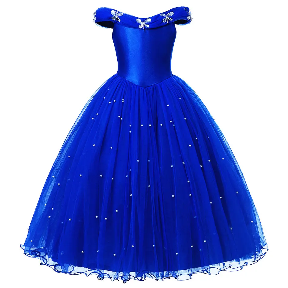 Belle robe de princesse bon marché pour filles, costume de fête d'anniversaire pour enfants, Tiana Raiponce, Moana Cosplay, Halloween Elsa Aurora