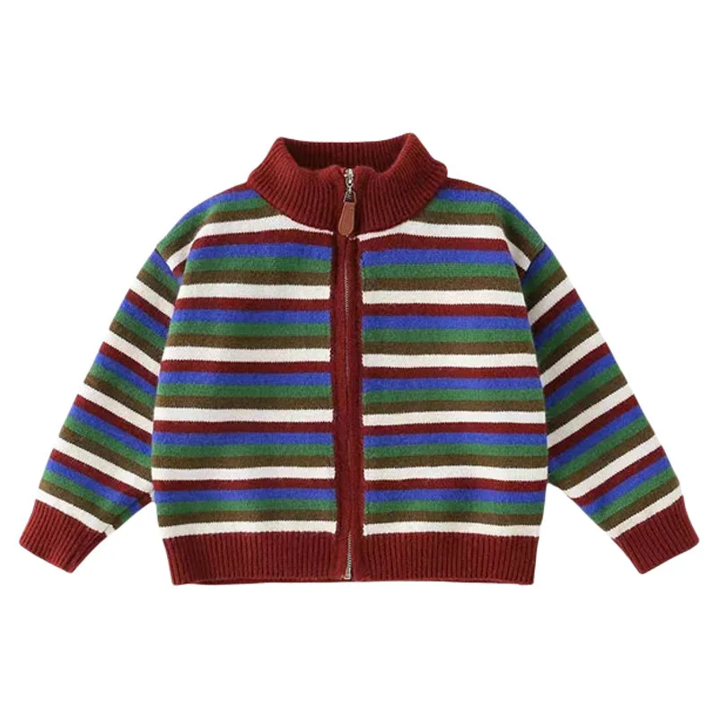 Boys' Western-Style Knitted Cardigan Jacket Autumn Winter Zipper Sweater Versatile Kids' Baby Clothing