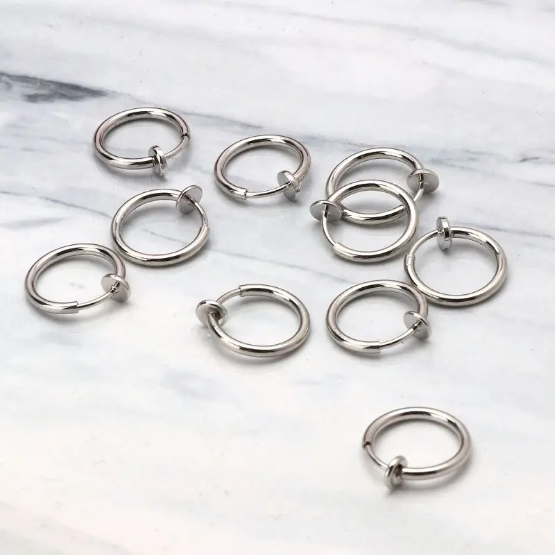 10 Pieces Earring Converters No Ear-hole DIY Clip On Circle Hoop 13mm Simple Earrings For Jewelry Making