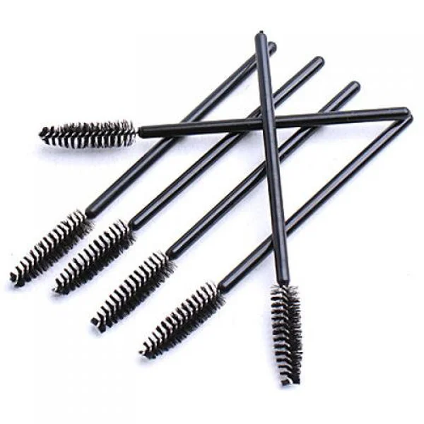 100 pçs varinhas de rímel descartáveis para cílios preto durável plástico dobrável cabeça da escova 25cm varinhas de rímel descartáveis