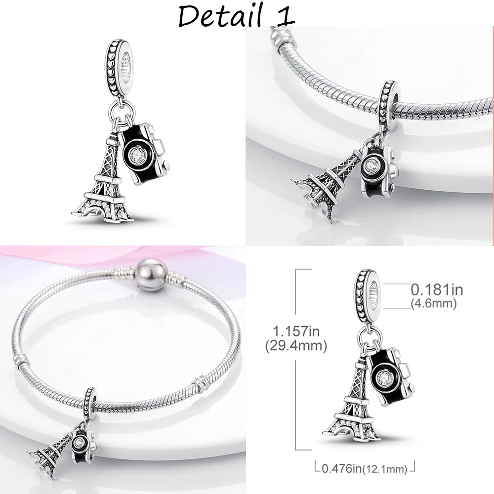 Silver Plated Original Vintage Famous Landmark Colosseum Triomphe Dangle Charm fit Bangle Bracelet Necklace Bead Women Jewelry