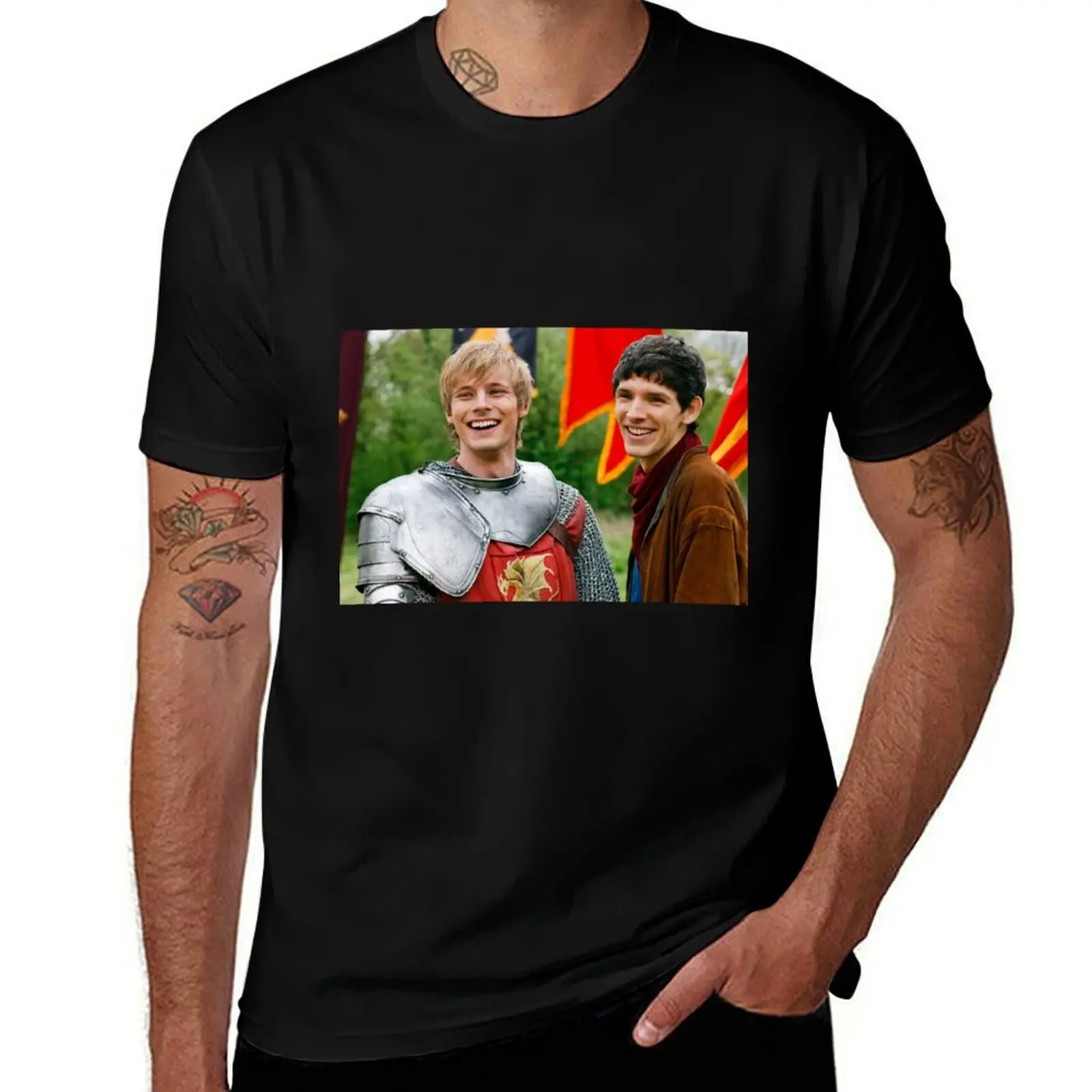 Merlin and Arthur being dorks - Merthur - T-Shirt Daily Casual Short Sleeve Tee Shirt
