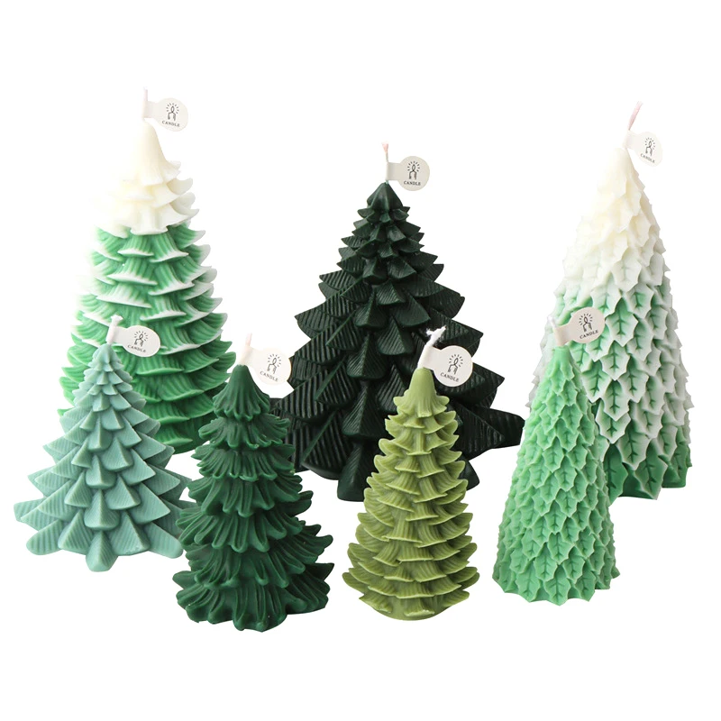 Stacked Leaves Santa Tree Resin Mould Bubble Stripe Plant Candle Soap Silicone Mold Pine Cones Christmas Gifts Party Cake Decor