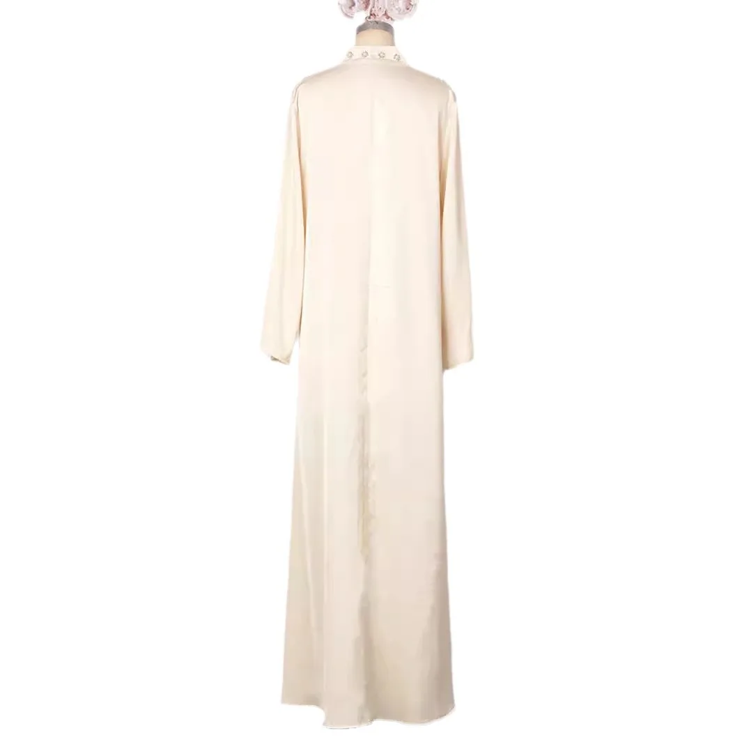 Elegance Dubai Abayas Embroidered Diamond-encrusted Muslim Dress for Women Elegant Arabic Femme Abaya Turkey Islamic Clothing