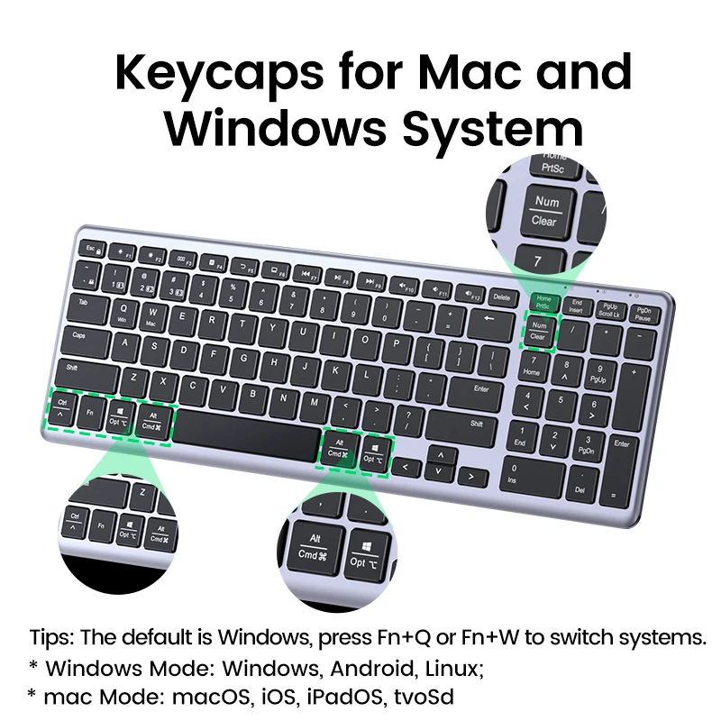 Imagem -03 - Ugreen-teclado sem Fio Bluetooth 5.0 Russo Coreano en 99 Teclados para Macbook Ipad pc Tablet Usb c Recarregável 2.4g