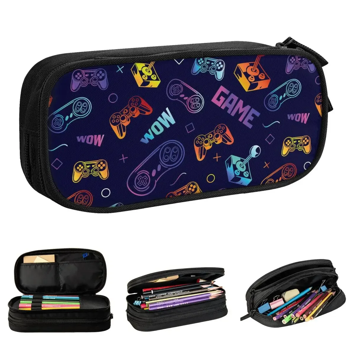 Cartoon Game Console Pattern Pencil Cases Cute Pen Bags Student Large Storage School Supplies Zipper Pencil Box