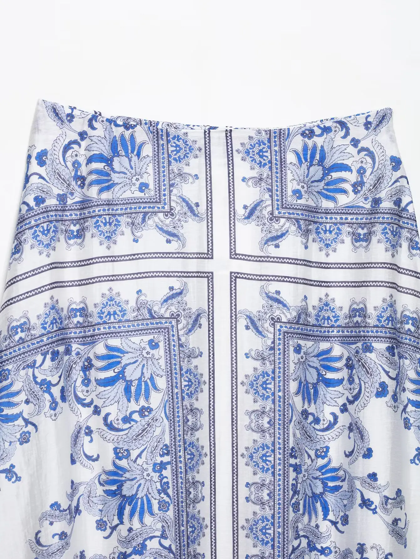 تنورة نسائية أنيقة موديل 2025 بتصميم كلاسيكي مطبوع عليها زهور بيزلي تنورة على شكل حرف A غير رسمية Faldas Mujer تنانير طويلة صيفية بسحاب جانبي QUN9197 #3