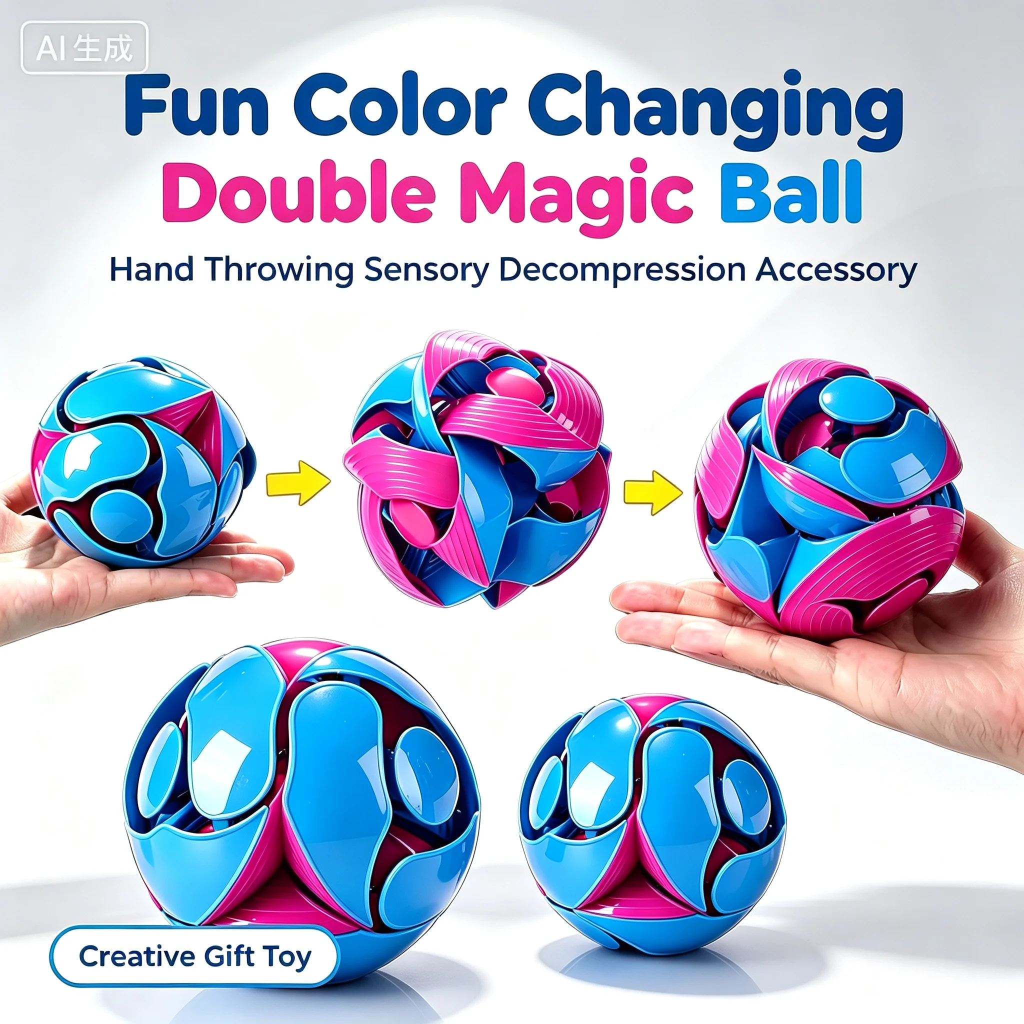 1/3Pcs Fun Color Changing Ball Toy Hand Throwing Sensory Decompression Accessory For Adults Gift Double Magic Color Ball