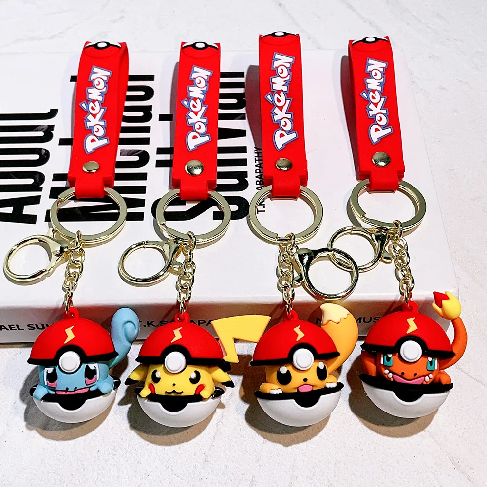 New Style Poké Ball Figures Keychain Cute Pikachu Key Pendant Male and Female Key Chain Doll Keyring Bag Charm Gift for Firends
