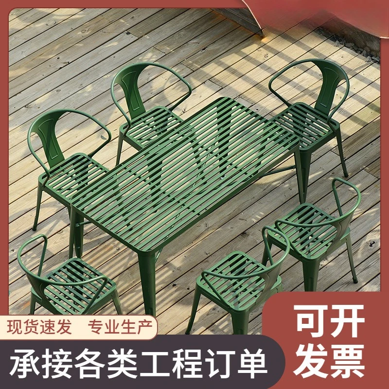 Outdoor balcony wrought iron tables and chairs outdoor courtyard simple open-air tables and chairs set combination