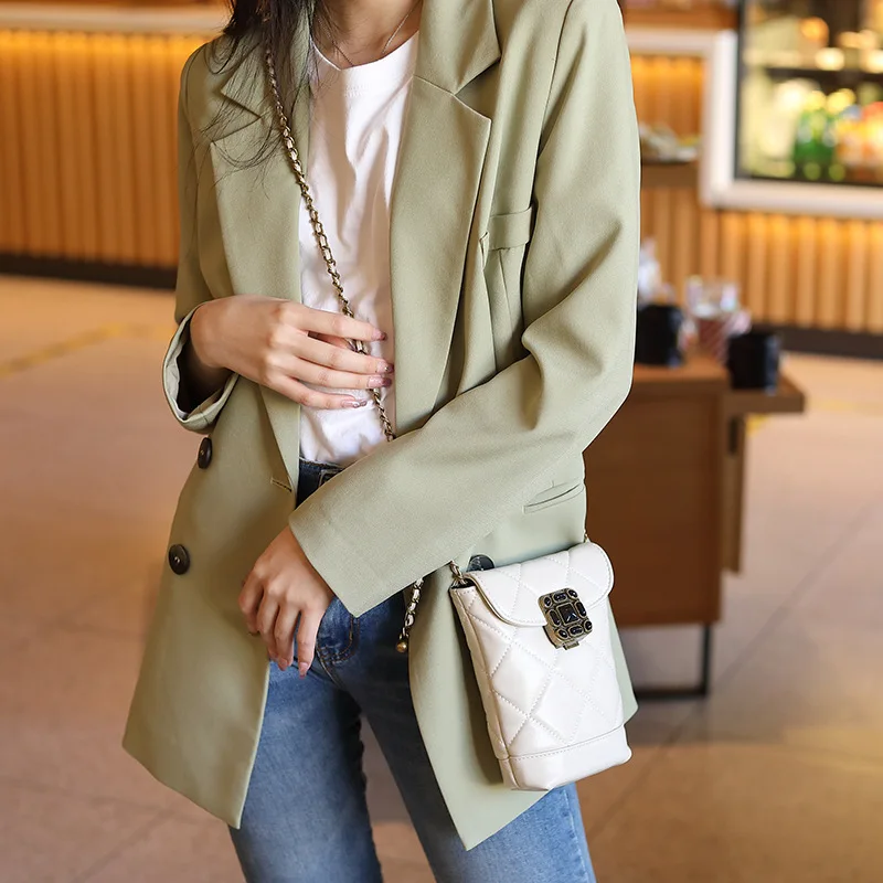 Fashionable Chain Mobile Phone 2024 New  Small Golden Ball Single Shoulder Calf Leather Women's Bag