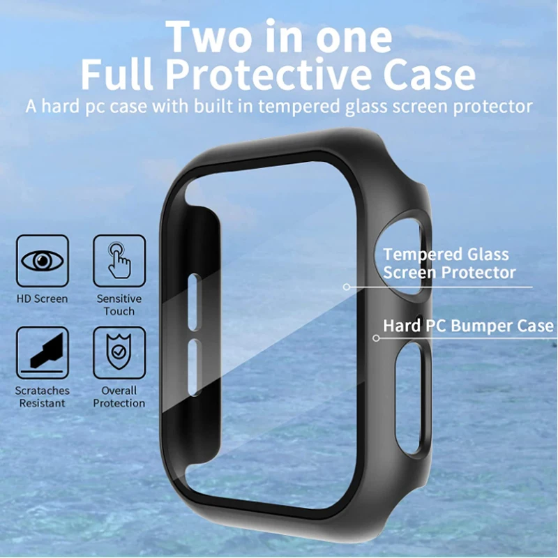 Tempered Glass Cover For Apple watch Case 45mm 41mm 44mm 40mm 42mm Screen Protector for iWatch Accessories serie 9 4 5 6 SE 7 8