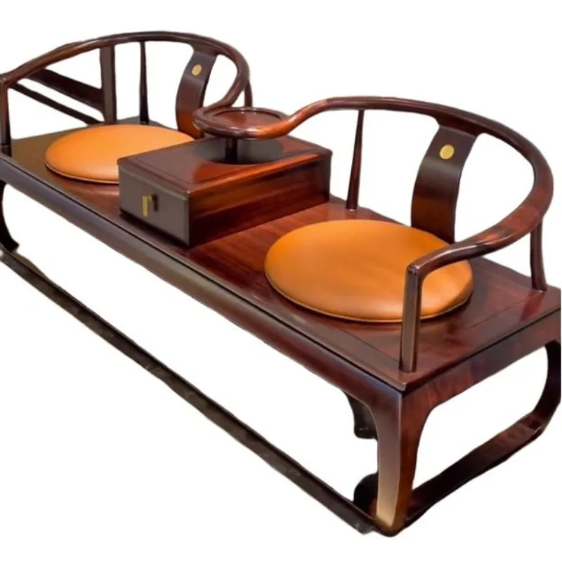 

Modern simple living room furniture on the black wood arhat bed sofa