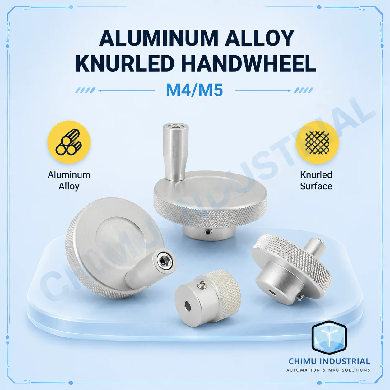 【CHIMU INDUSTRIAL】 Machine Tool Slide Table Manual Handwheel Aluminum Alloy Knurled Control Handle