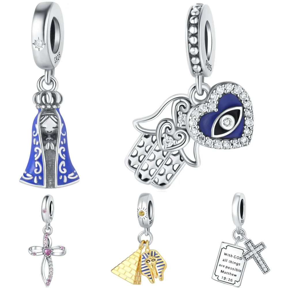 925 Sterling Silver Religious Symbols Series Pendant Charms Beads Fit Original Bracelets S925 DIY Jewelry Gift Accessory