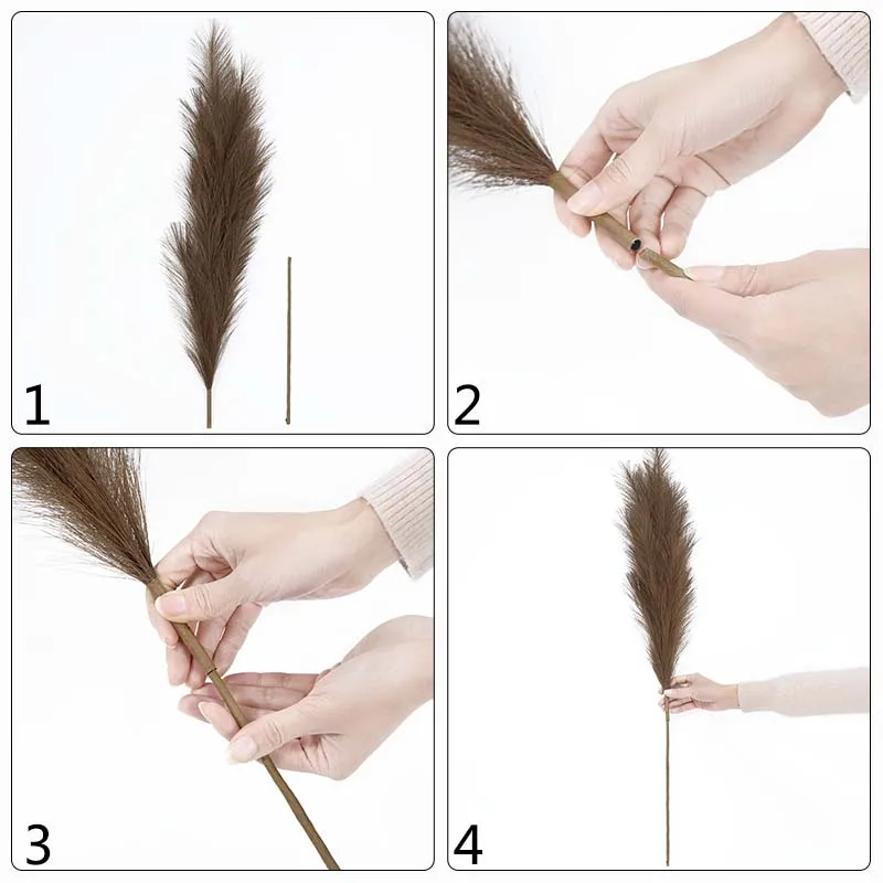 70-120cm Artificial Pampas Grass Fake Reed Plants Bouquet  Wedding Decoration Home Living Room DIY Vase Decoration Tail Grass