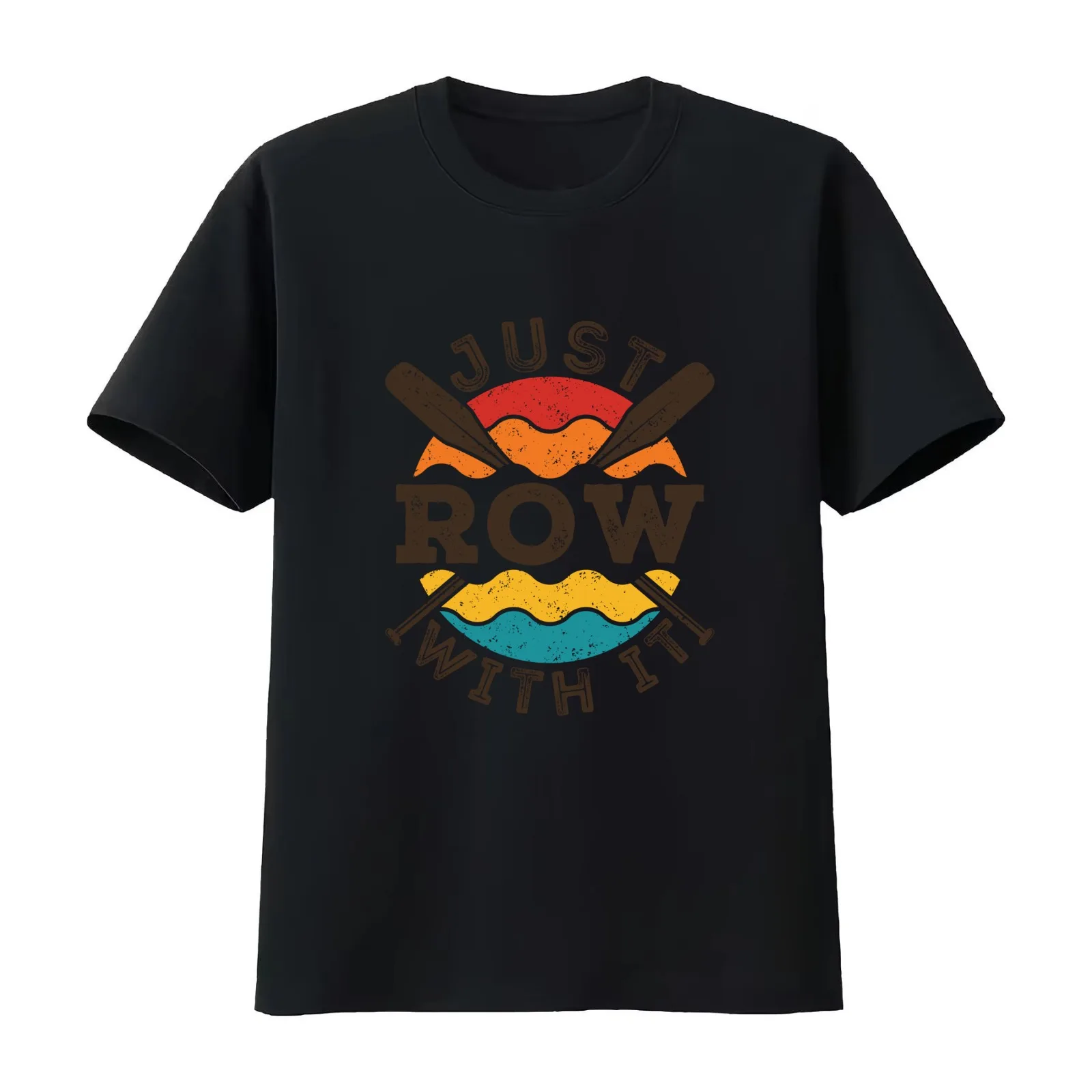 Just Row with It Rowing Crew Team T-Shirt Summer Casual Cotton Tee Oversized Streetwear Tops Vintage Graphic Print