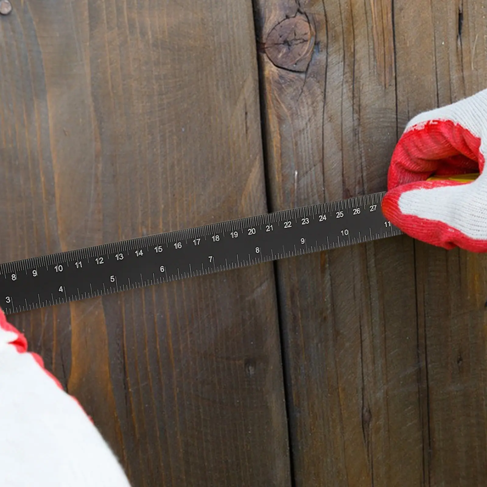 2Pcs Black Metal Flat Ruler Versatile Multi-Purpose Precision Ruler for Woodworking Drawing Cutting Measuring Office School